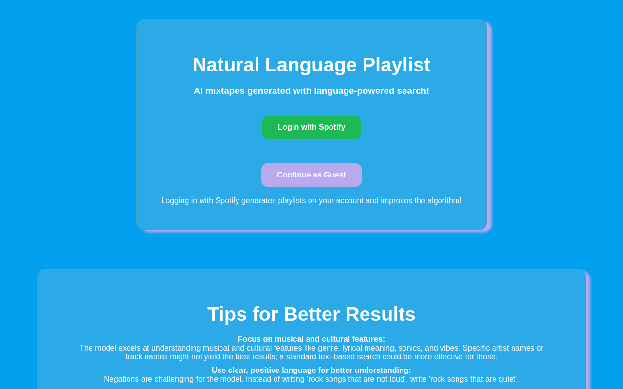 Natural Language Playlist