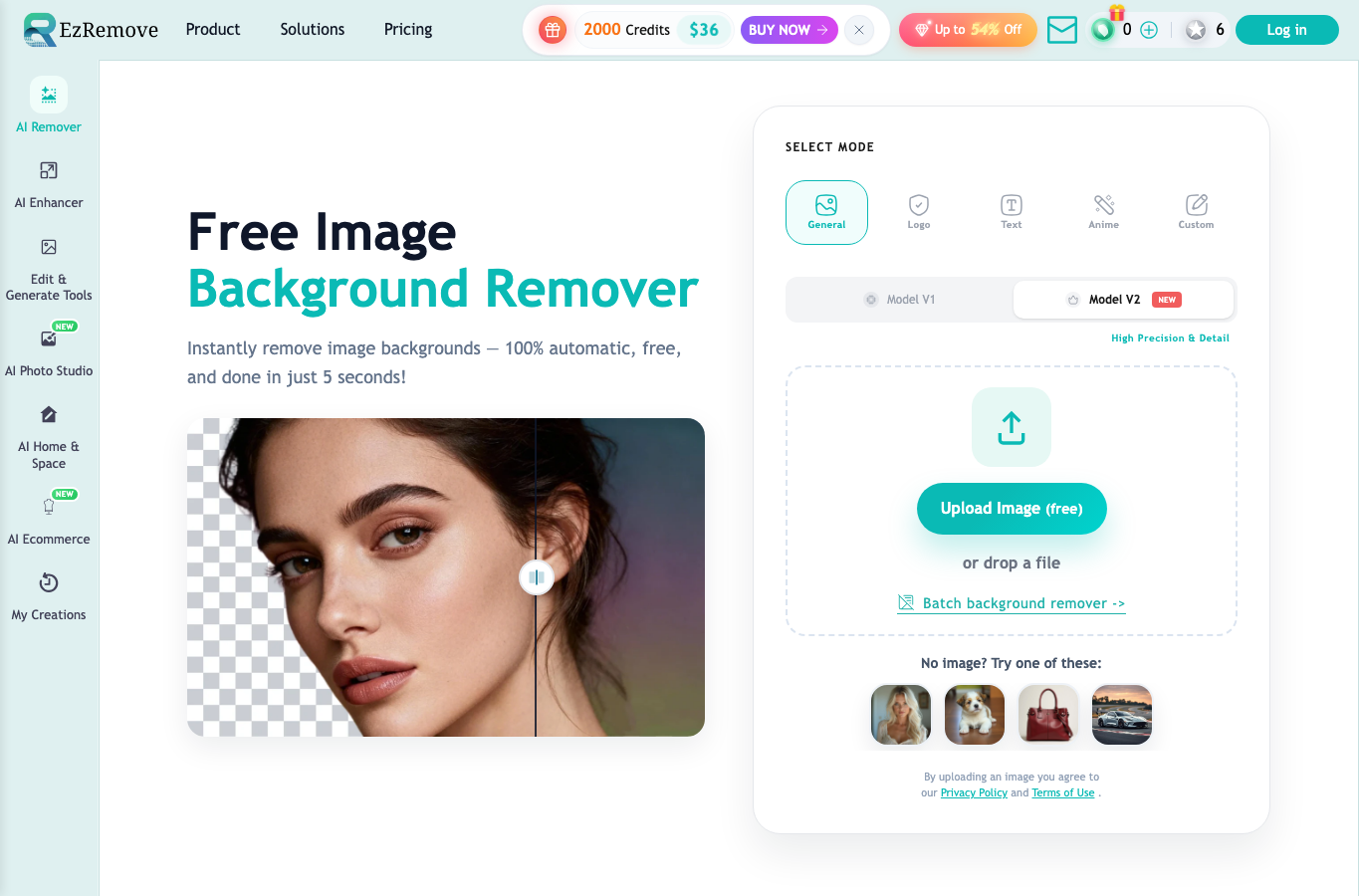 Free Image Background Remover (No Ads & No sign-up)