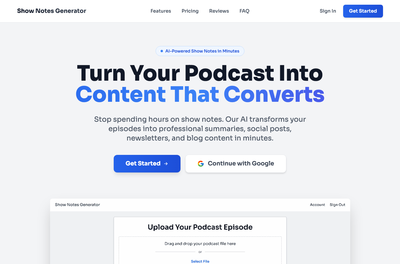 Podcast Shownotes Generator