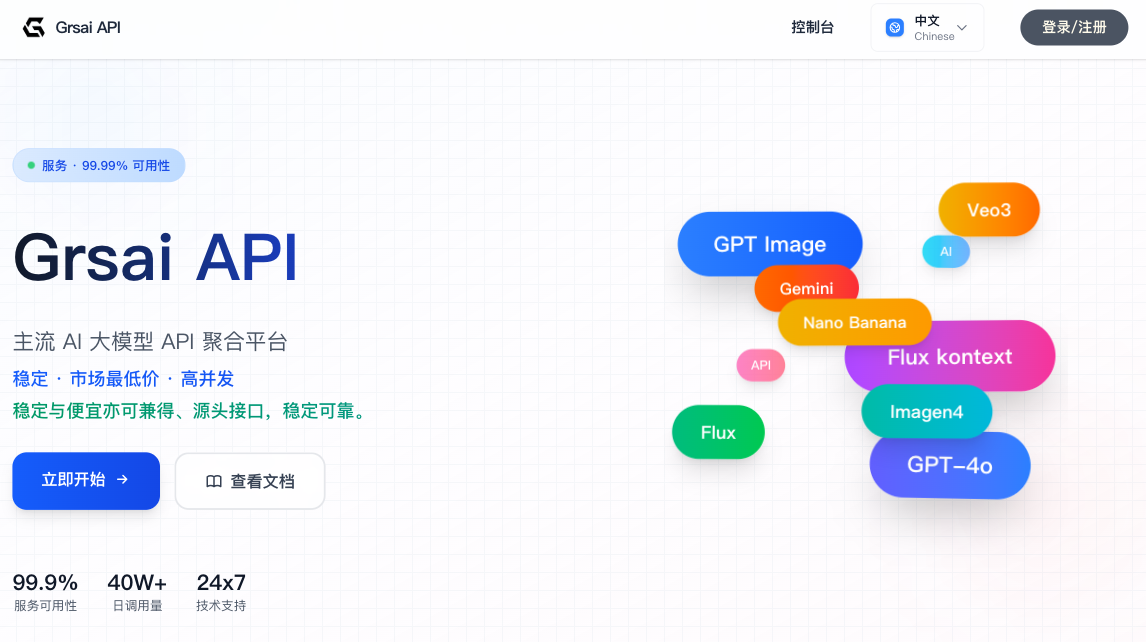 Grsai大模型API源头中转站
