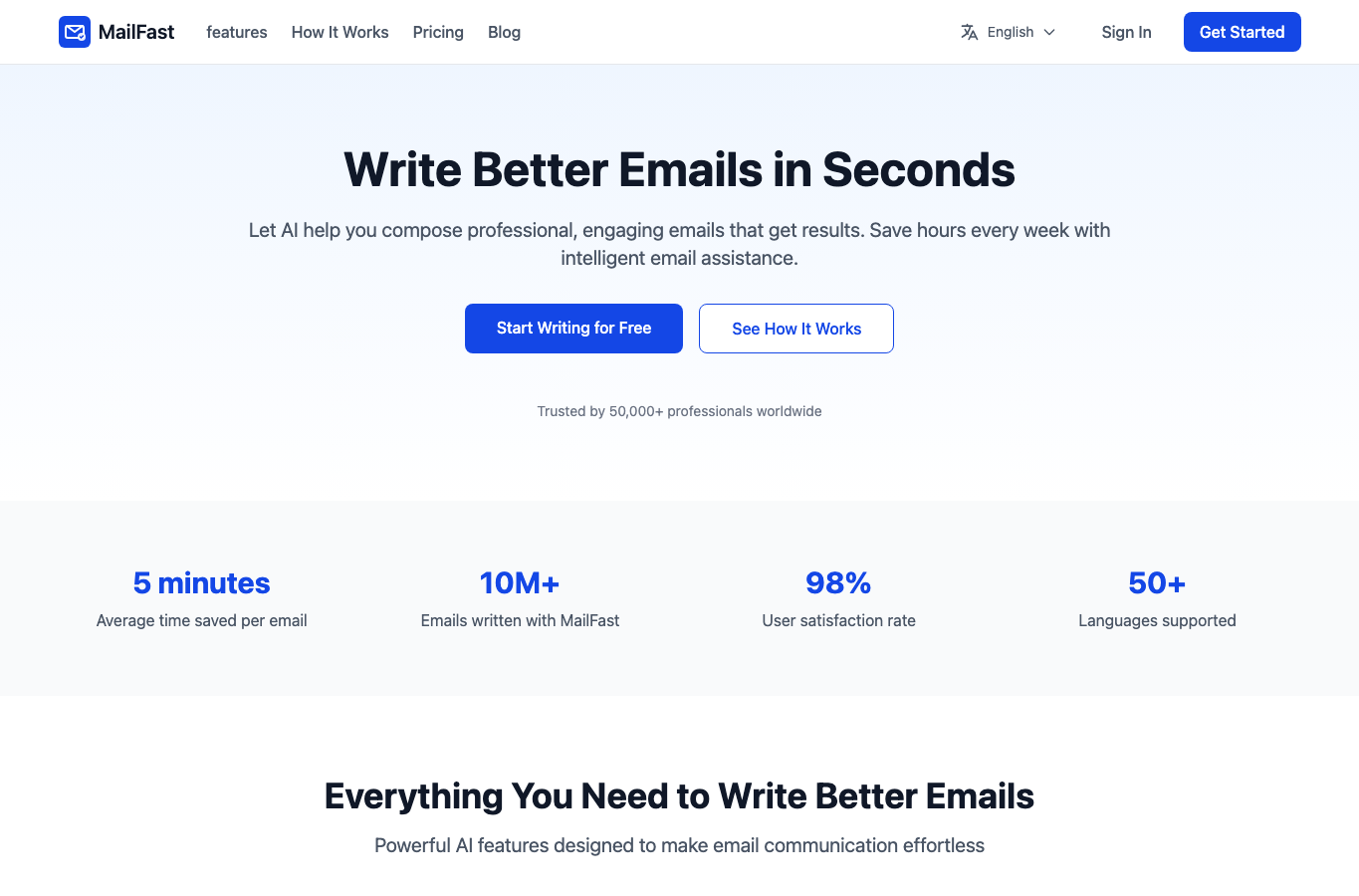 MailFast, your AI email writer