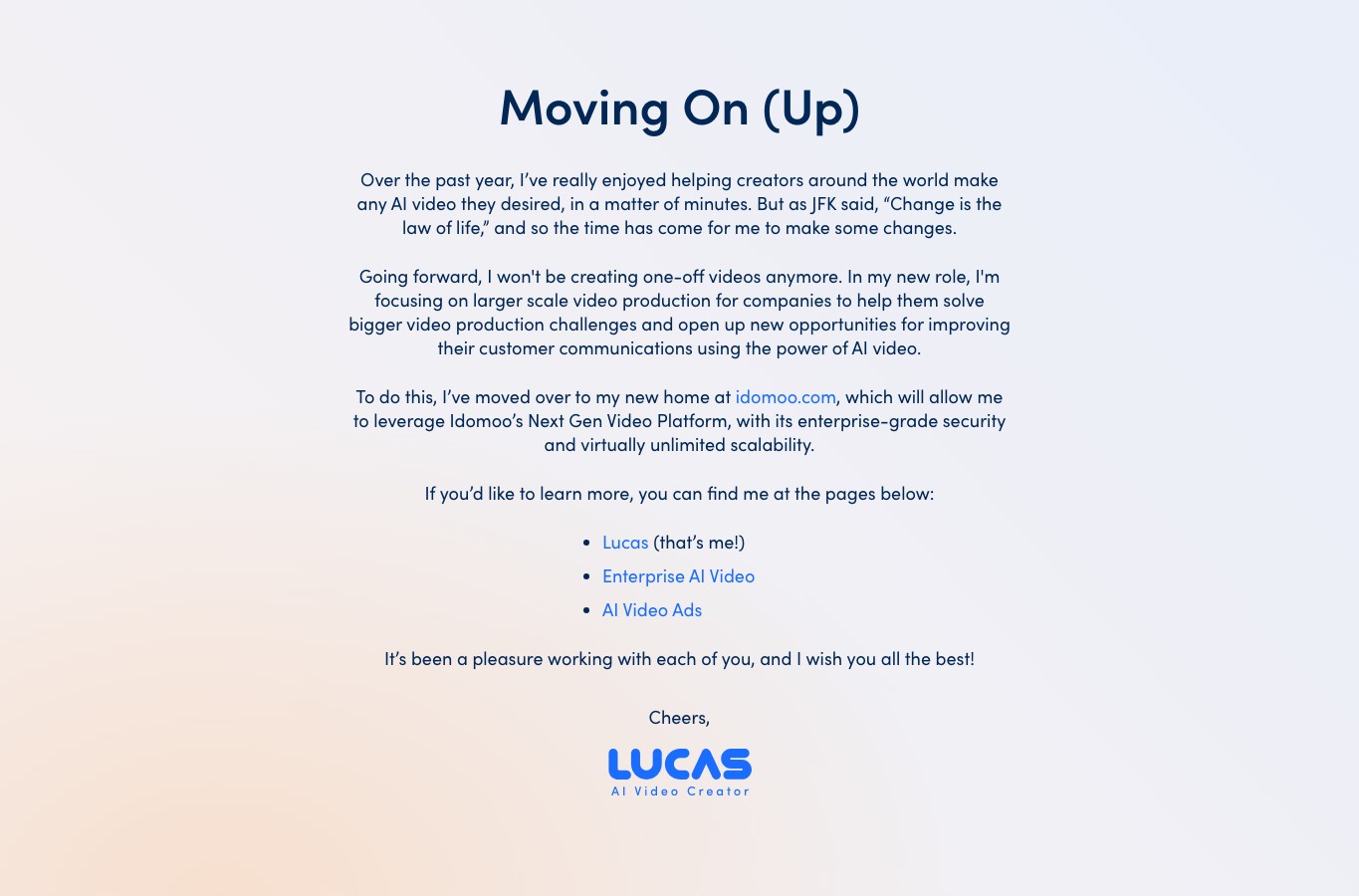 Lucas, AI video creator