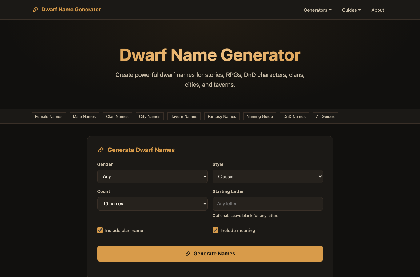 Dwarf Name Generator