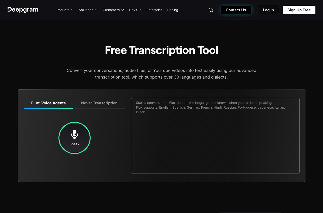 Free Transcription Tool Deepgram
