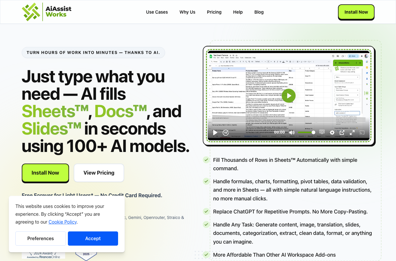 AiAssistWorks - AI for Sheets