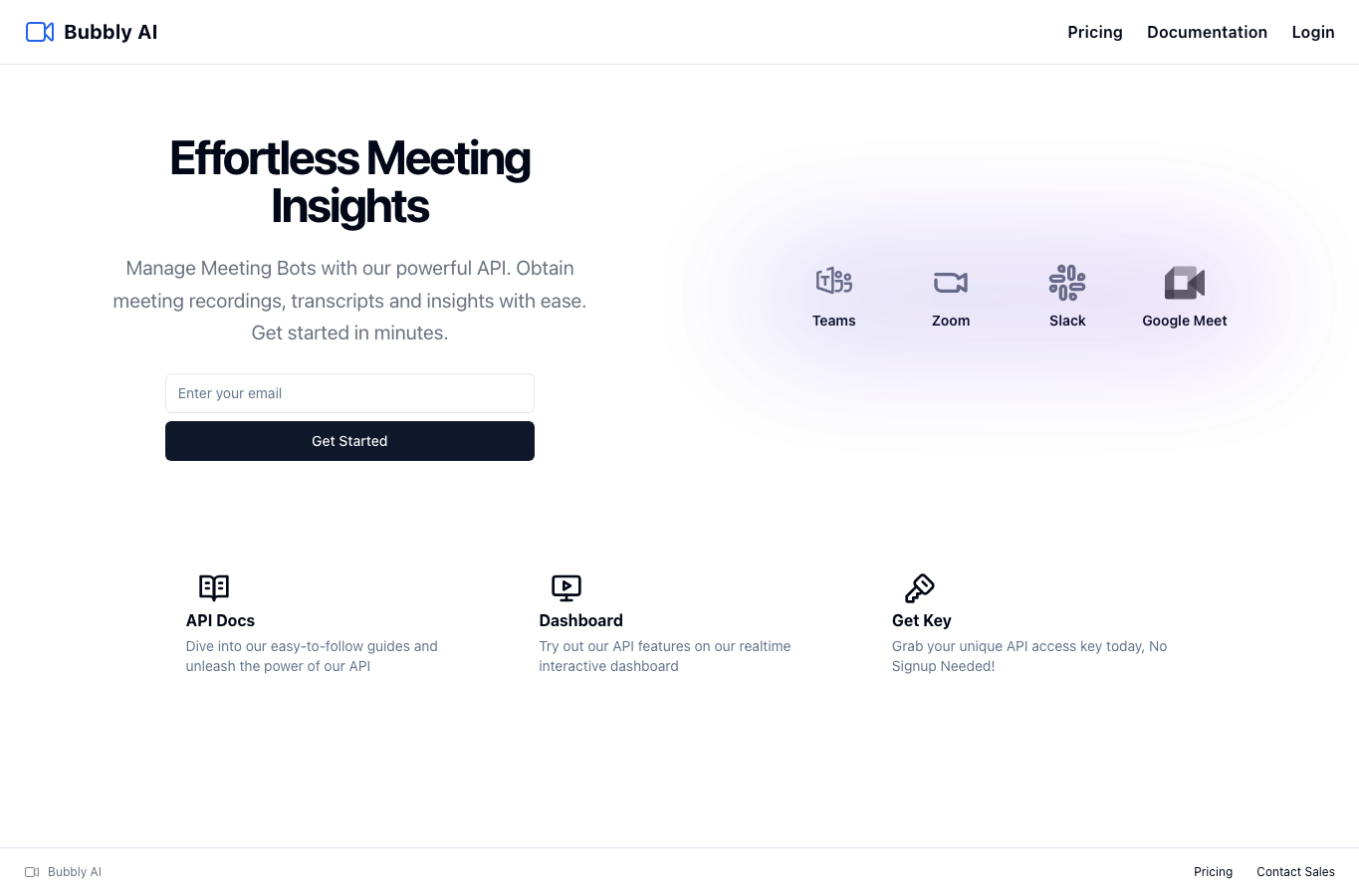 Bubbly Meeting Api