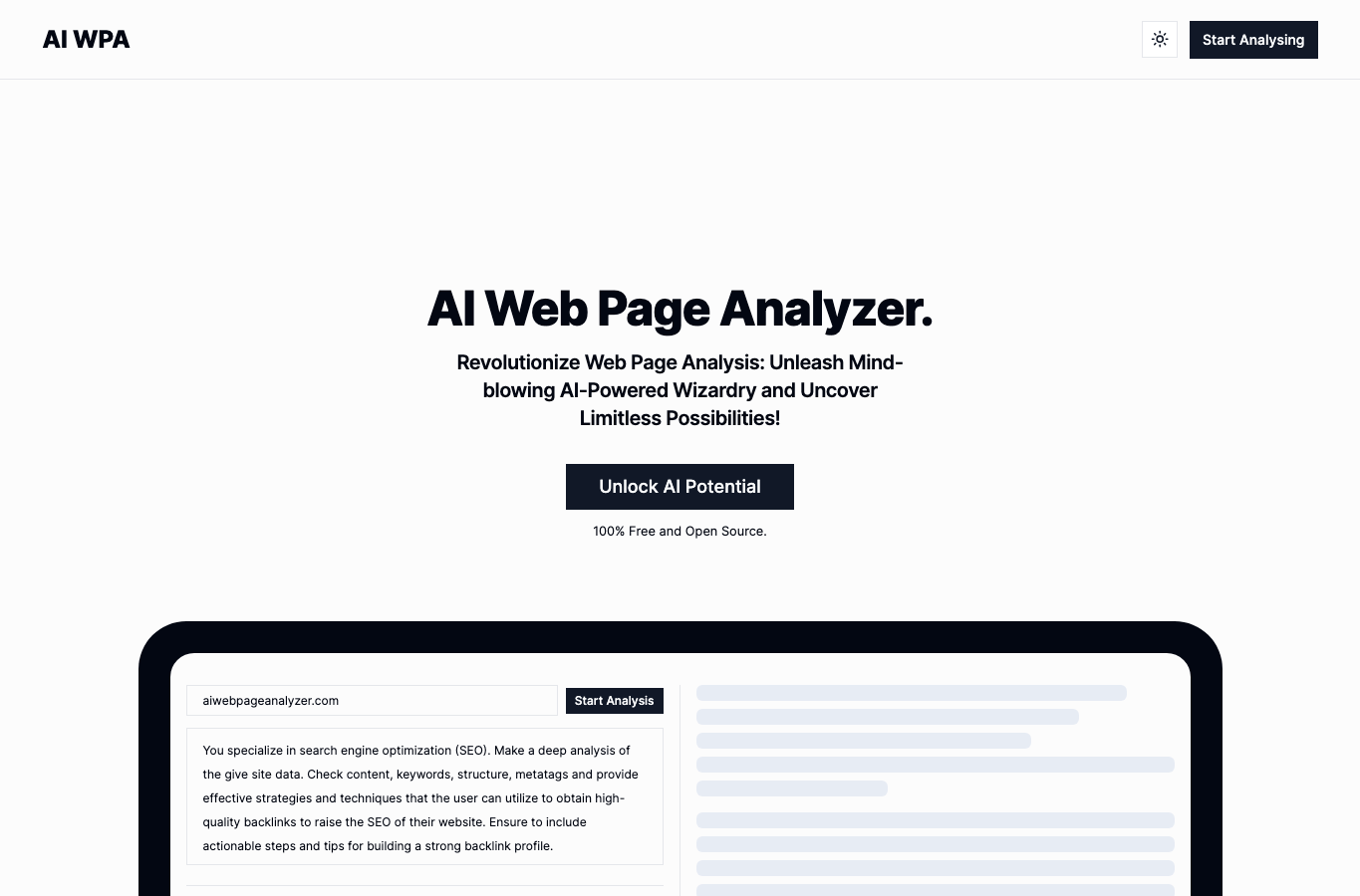 AI Web Page Analyzer (AI WPA)