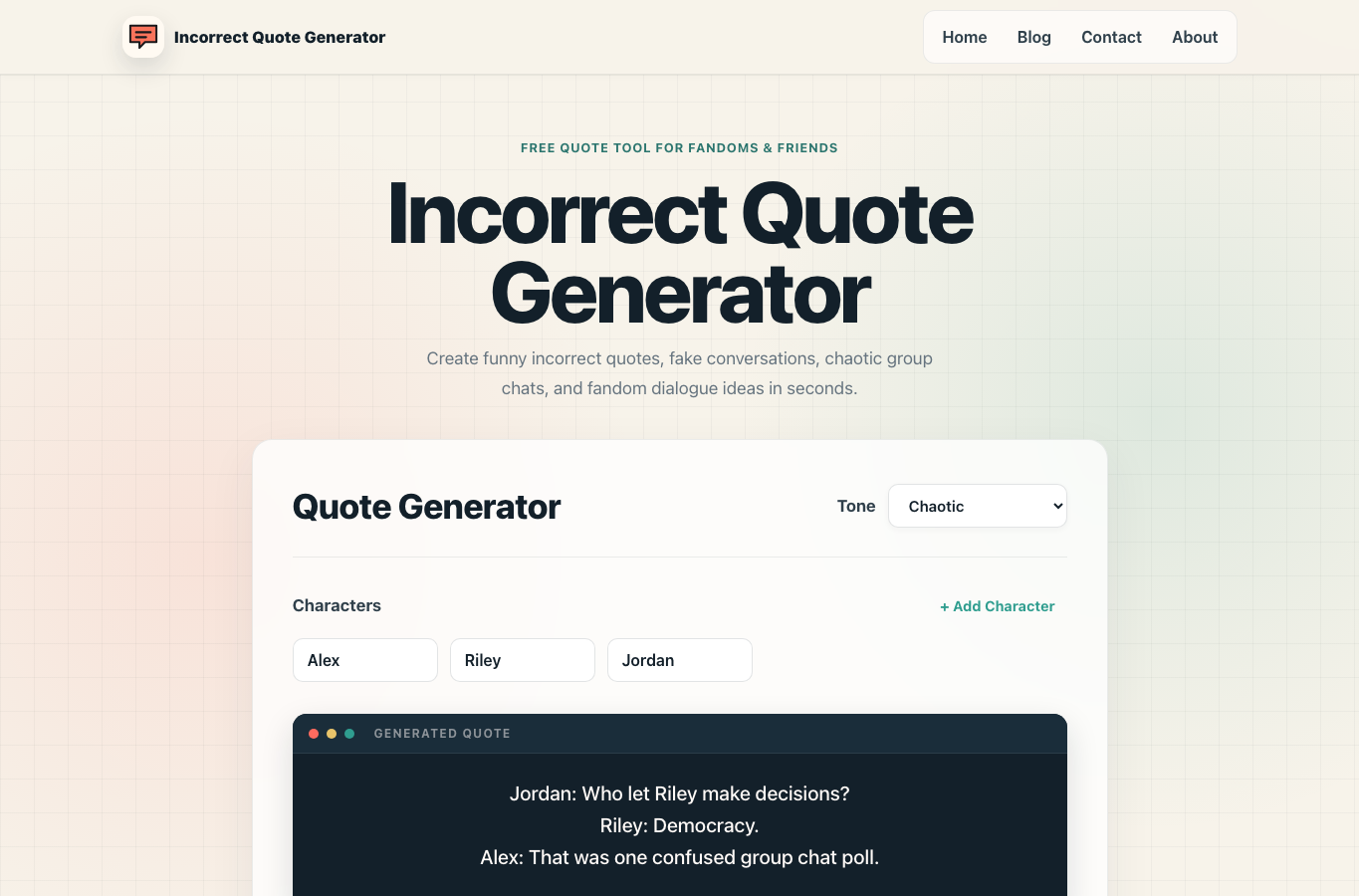 Incorrect Quote Generator