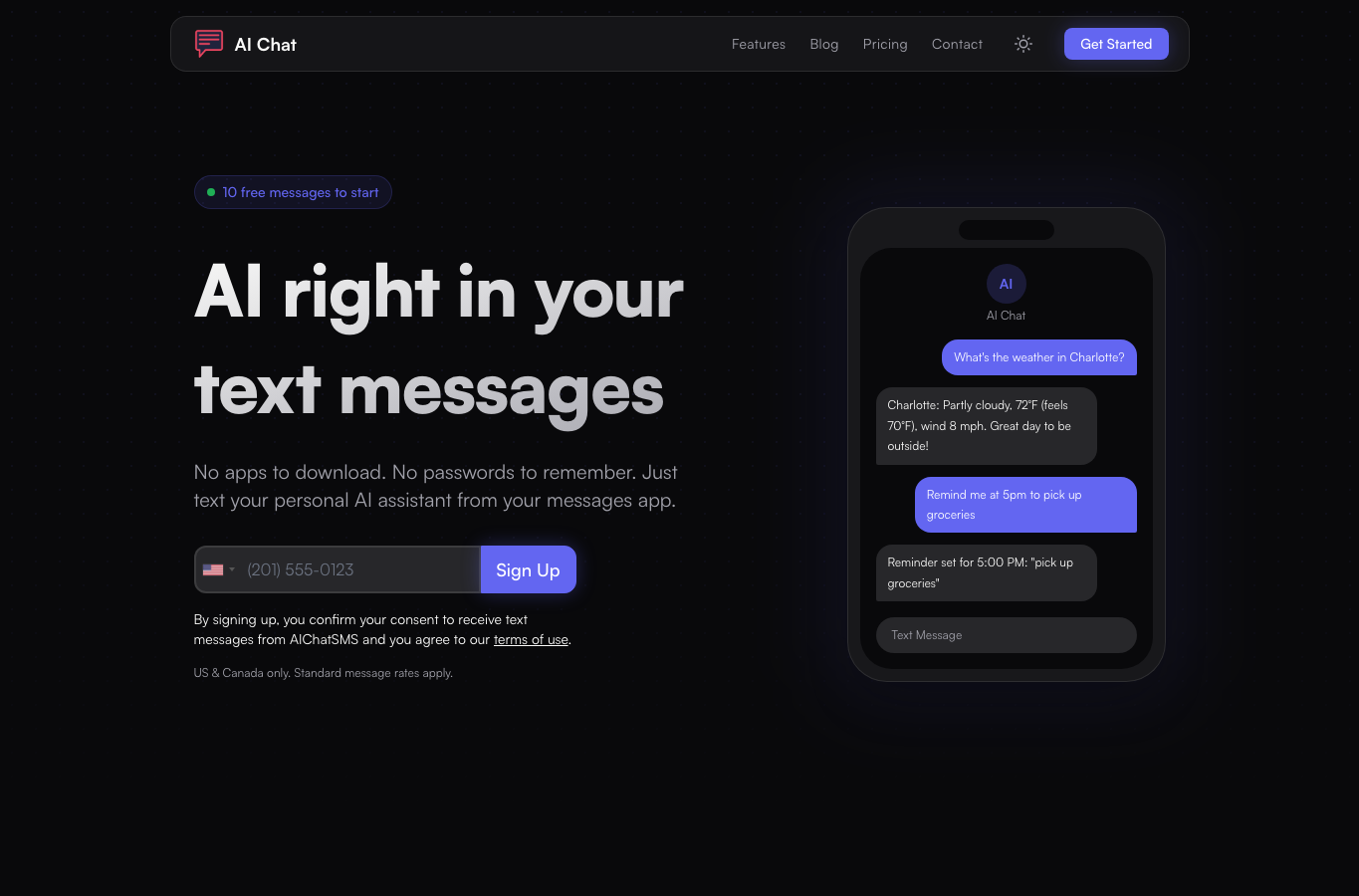 AI Chat SMS