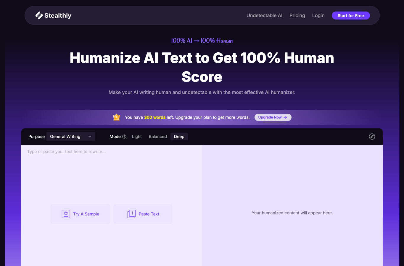 Stealthly AI Humanizer
