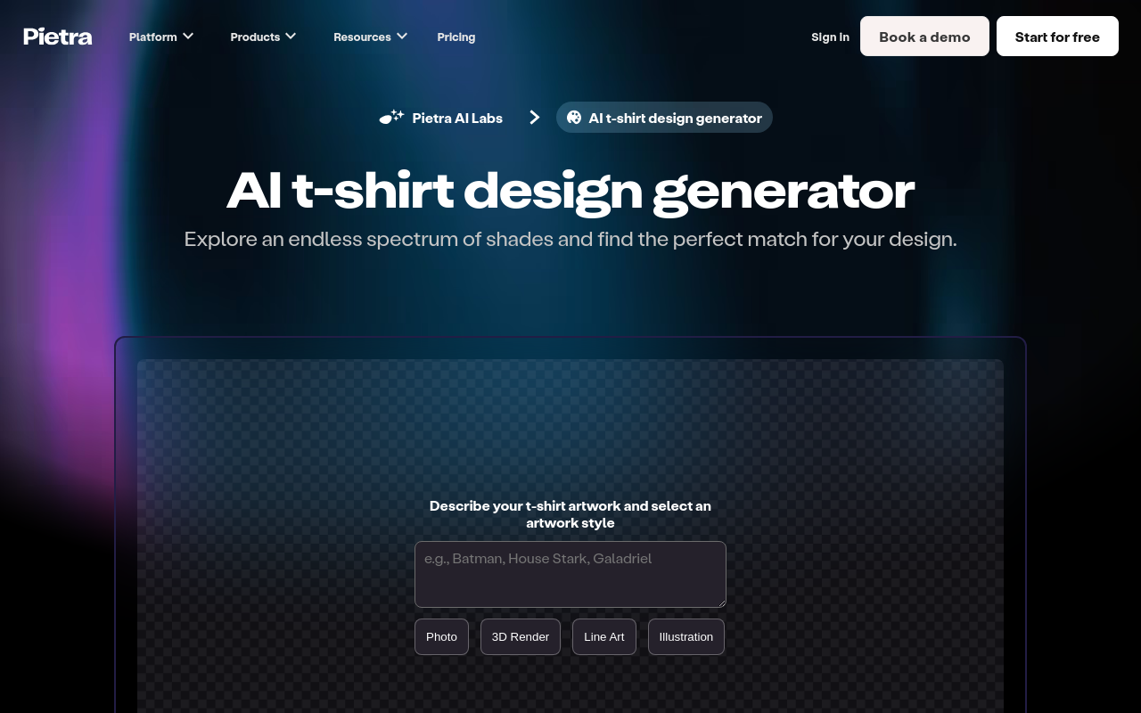 Pietra AI T-Shirt Design Generator