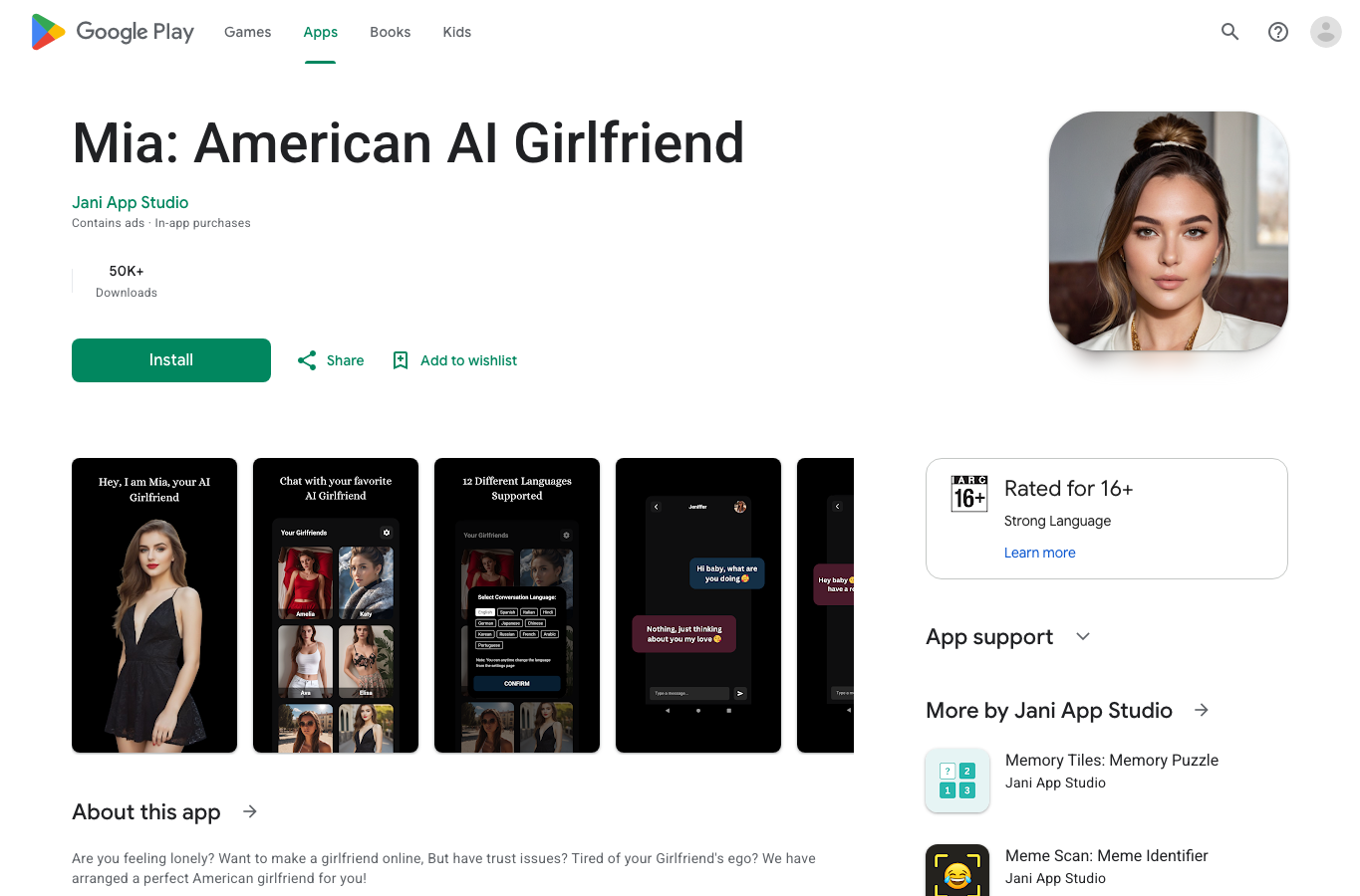 Mia: Romantic AI Girlfriend