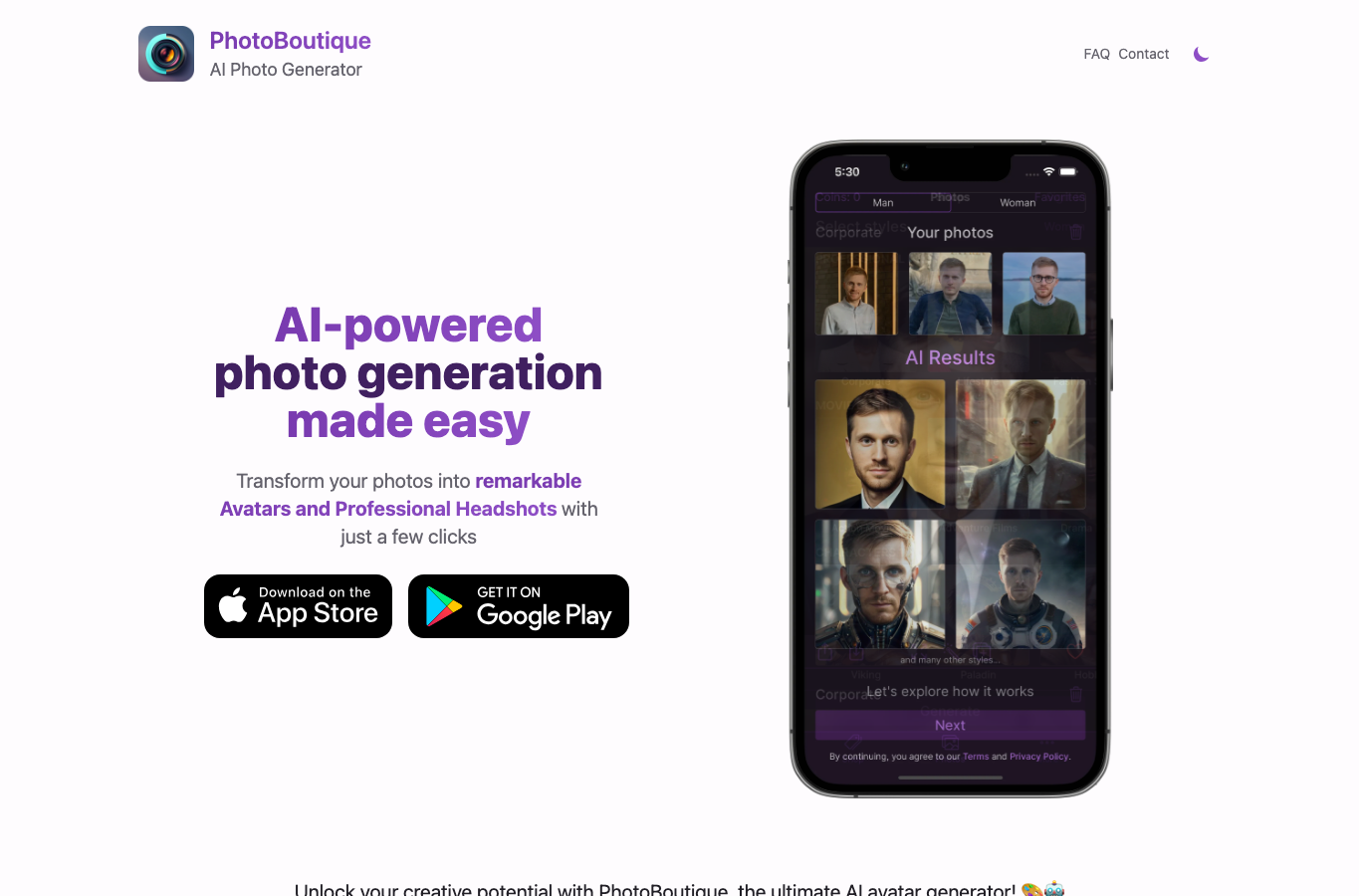 PhotoBoutique - AI Avatar maker
