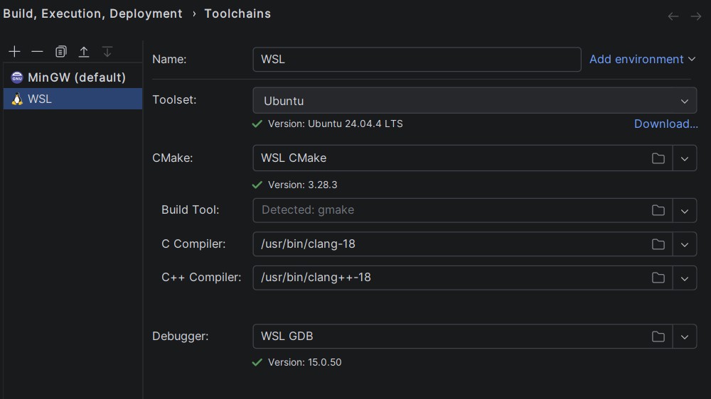 CLion IDE setup build tools