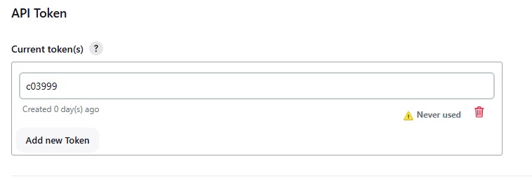 API 令牌配置的截图
