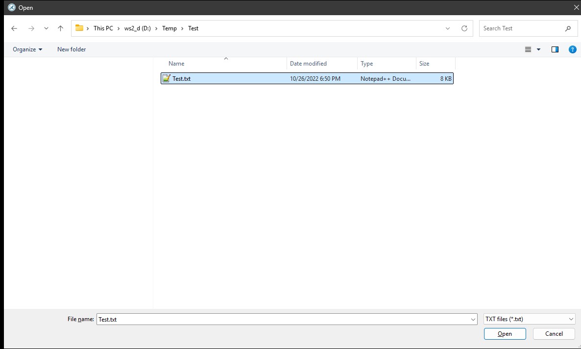 open file dialog not showing folder list