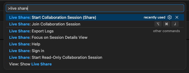 在 VS Code 中启动 Live Share 协作会话