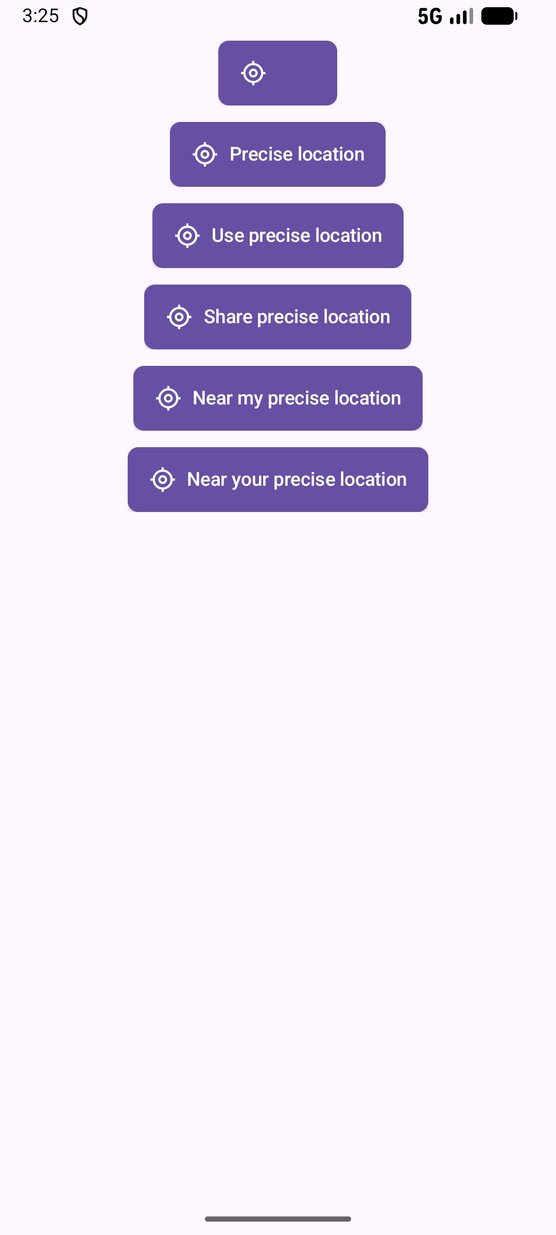 用于 LocationButton 视图的 locationButtonTextType 值的结果截图