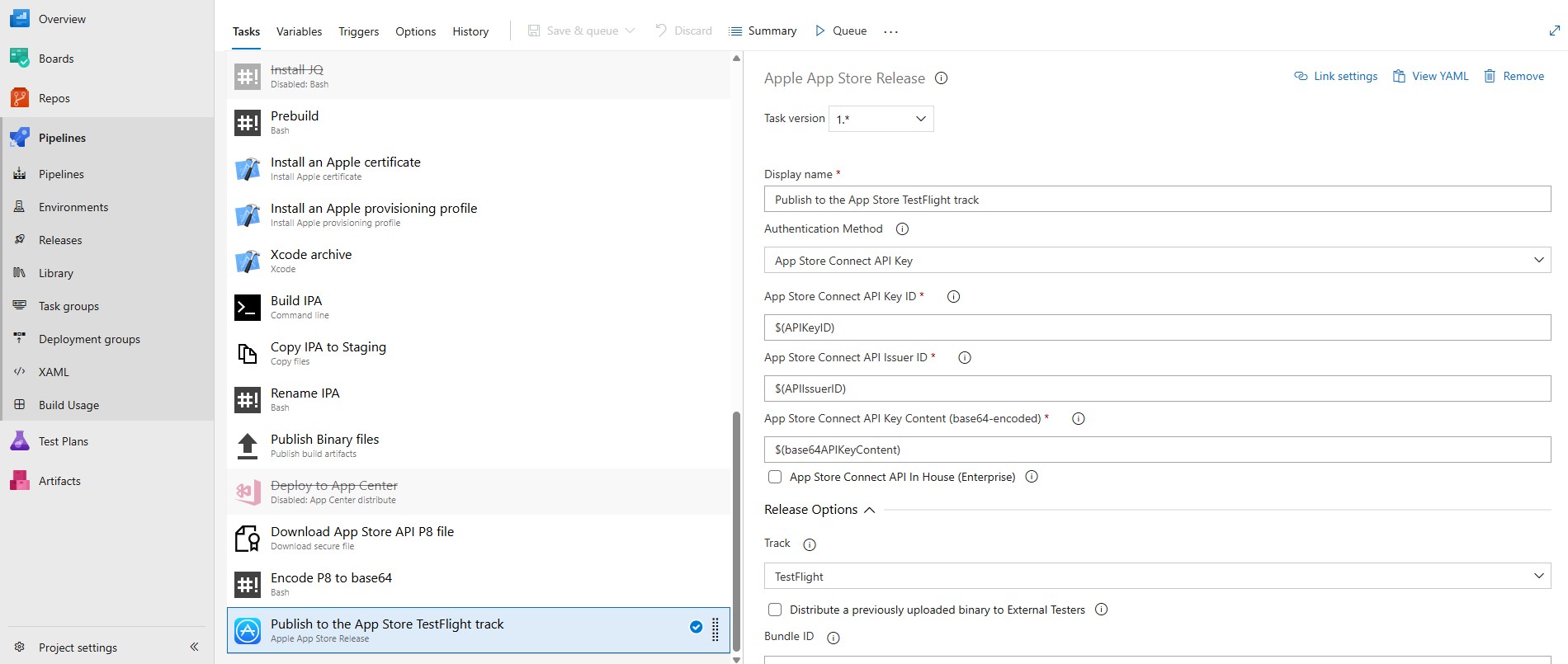 Azure DevOps 流水线配置