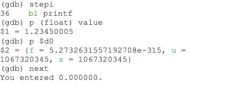 gdb 输出显示变量和值寄存器