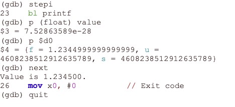 gdb 输出显示变量和值 d0
